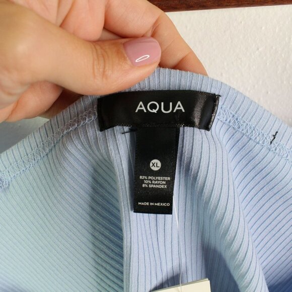 Aqua Ribbed Square Neck Tank in Blue Spring XL - Picture 3 of 5